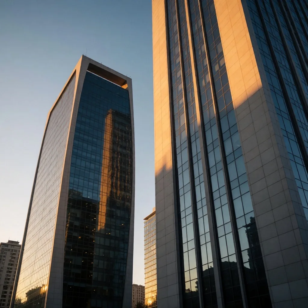 İstanbul Levent-Maslak iş bölgesi golden hour ışığında